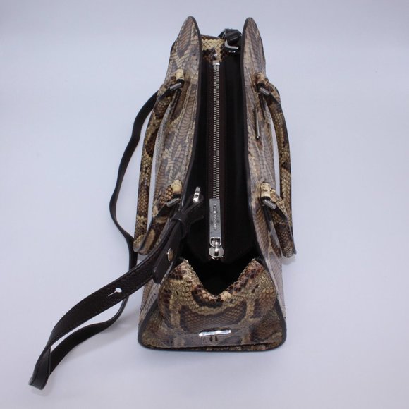 Michael Kors Gia Satchel, Mumbay Python, Molaus Natural Minor Defect, New - Picture 4 of 12